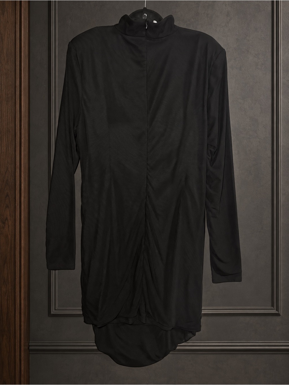 PrettyLittleThing Plus Black Draped Bodycon Dress Size 20 NWT Avant Garde